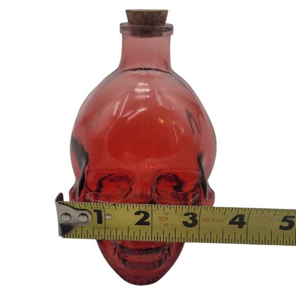 Skull Skeleton Head Red Potion Decanter with Cork Stopper - Picture 6 of 7